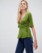 Pieces Rikke Wrap Top - Green