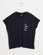 Noisy May Hello Slogan High Neck T-shirt In Black