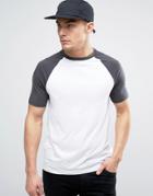 Asos Contrast Raglan T-shirt In White And Black - White