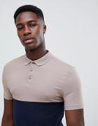 Asos Design Muscle Fit Polo Shirt With Contrast Yoke In Navy - Navy