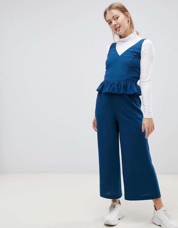 Asos Design Frill Hem Cami Jumpsuit-green
