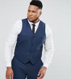 Asos Plus Slim Suit Vest In Mid Blue - Blue