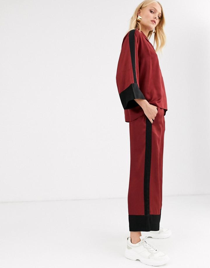In Wear Sateen Color Block Pants-red