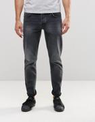 Asos Slim Jeans In Washed Black - Black