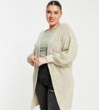 Yours Balloon Sleeve Cardigan In Oatmeal-neutral