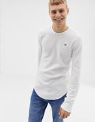 Hollister Icon Logo Waffle Long Sleeve Top In White - White