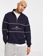 Parlez Signus Embroidered Half Zip Sweat In Navy