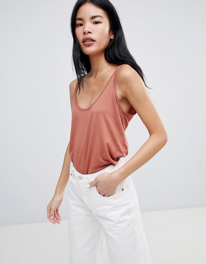 Pull & Bear Basic Tank Top In Rust - Tan