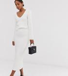 Asos Design Tall Two-piece Moving Rib Knit Skirt - Cream