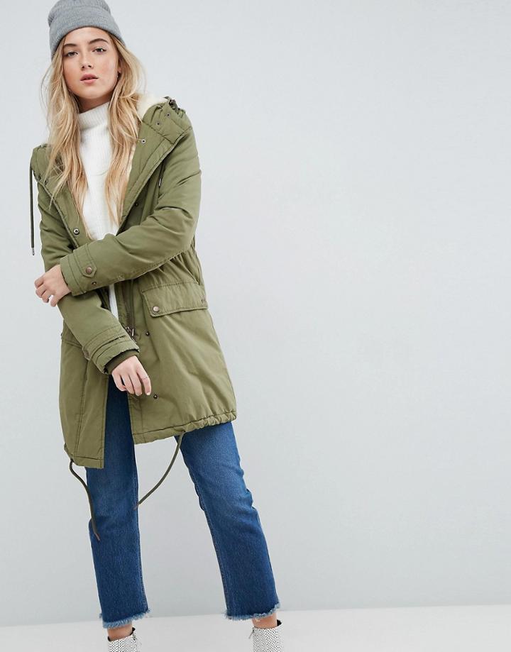 Parka London Karin Borg Collared Coat - Green