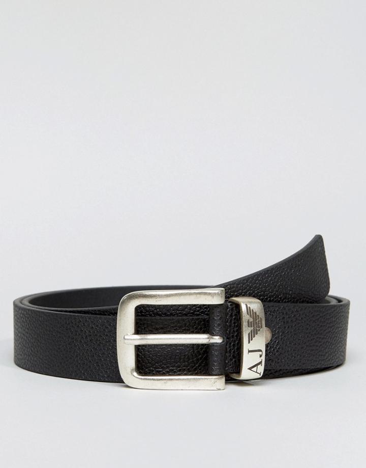 Armani Jeans Leather Belt In Black - Black