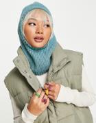 Weekday Disa Organic Otton Blend Knitted Hood In Dusty Teal-green