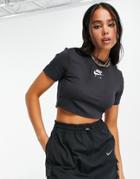Nike Air Cropped T-shirt In Black Heather-grey