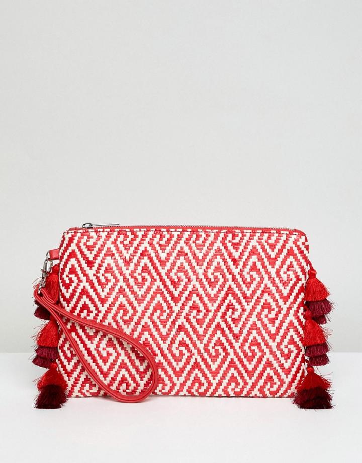 Miss Selfridge Tassel Clutch Bag - Red