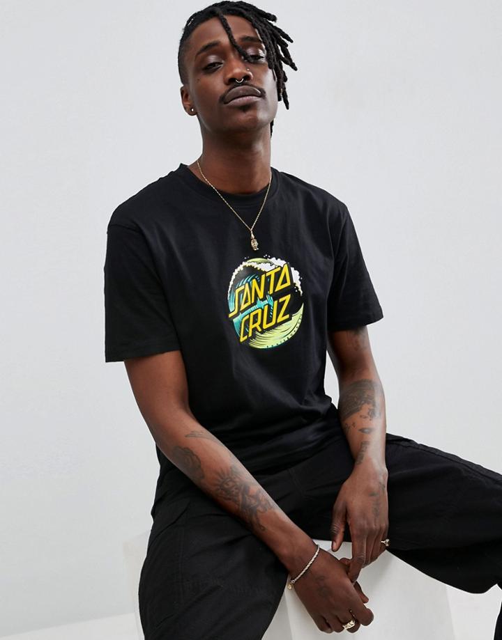 Santa Cruz Wave Dot T-shirt In Black - Black