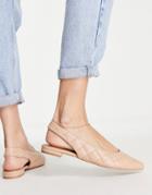 Asos Design Lasca Quilted Padded Slingback Ballet Flats In Beige-neutral