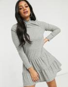 Miss Selfridge Tiered Smock Dress In Gray-grey