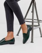 Asos Design Membership Loafer Flat Shoes In Green