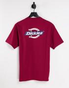 Dickies Ruston Back Print T-shirt In Deep Pink-red