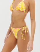 Bershka Triangle Bikini Bottom In Tie Dye - White