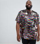 Asos Design Festival Plus Relaxed T-shirt With All Over Reversible Rainbow Sequins - Multi