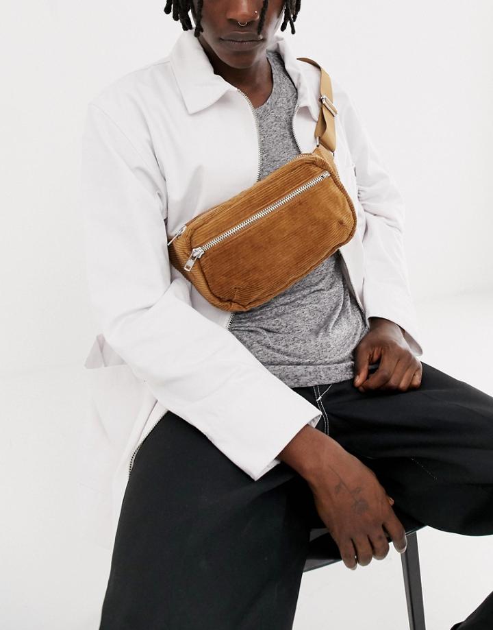 Weekday Wood Cord Waistbag - Tan