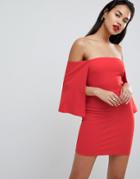 Asos Crepe Bandeau Cape Mini Dress - Red