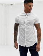 Armani Exchange Slim Fit Poplin Short Sleeve Shirt In White - White