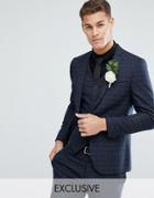 Noak Slim Wedding Suit Jacket In Texture - Navy
