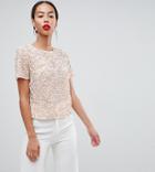 Asos Design Tall T-shirt With Sequin Embellishment - Pink
