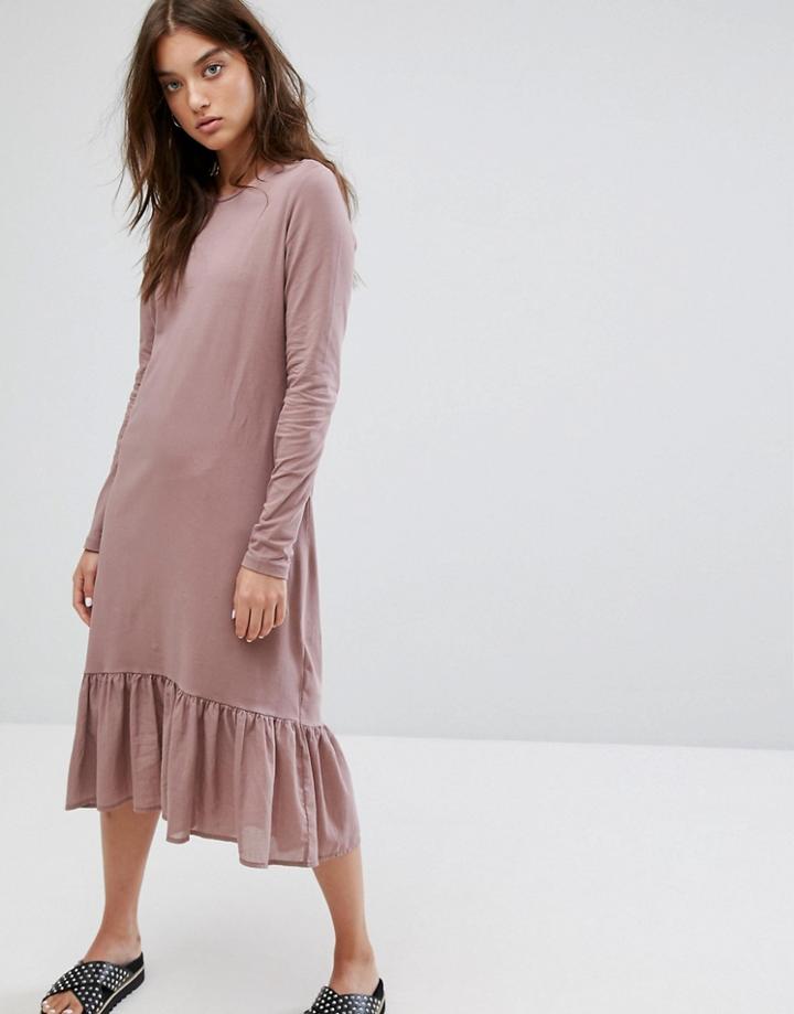 Noisy May Frill Hem Dress - Purple