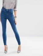 Asos 'sculpt Me' High Rise Premium Jeans In Cedar Wash - Blue