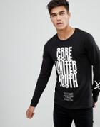 Jack & Jones Core Long Sleeve Top With Graphics - Black