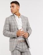 Jack & Jones Premium Super Slim Fit Check Suit Jacket In Gray