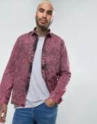 Asos Regular Fit Denim Shirt With Acid Wash - Purple