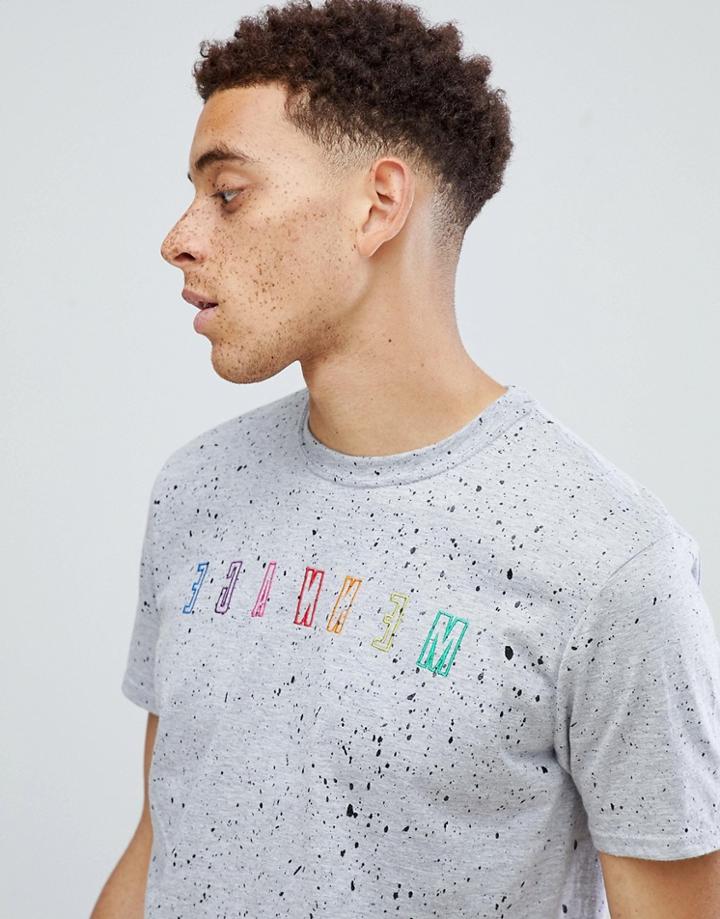 Mennace Color Embroidered T-shirt - Gray