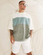 Asos Design Oversized T-shirt In Green Color Block In Towelling-gray