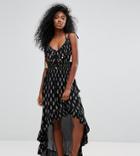 Akasa Printed Black Maxi Beach Dress - Multi