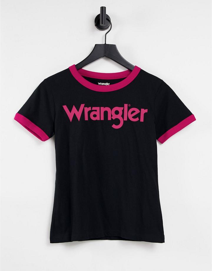 Wrangler Short Sleeve Ringer Tee In Black