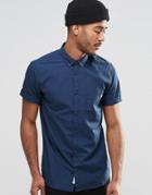 Jack & Jones Short Sleeve Shirt With Button Down Collar - Navy