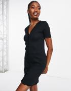 Noisy May Button Up Mini Dress In Black