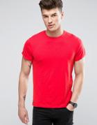 Threadbare Raw Edge T-shirt - Red