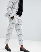 Asos Edition Skinny Crop Tuxedo Suit Pants In White Lace - White