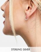 Topshop Ball Detail Hoop Earrings In Sterling Silver