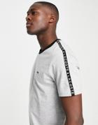 Lacoste Taped Sleeve T-shirt In Gray