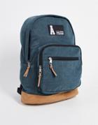 Asos Design Backpack In Teal Canvas With Contrast Faux Suede Base Panel And Branding-green