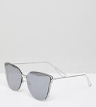 South Beach Cat Eye Flat Lens Sunglasses - Silver