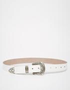 Asos Leather Western Tip Waist And Hip Belt - White