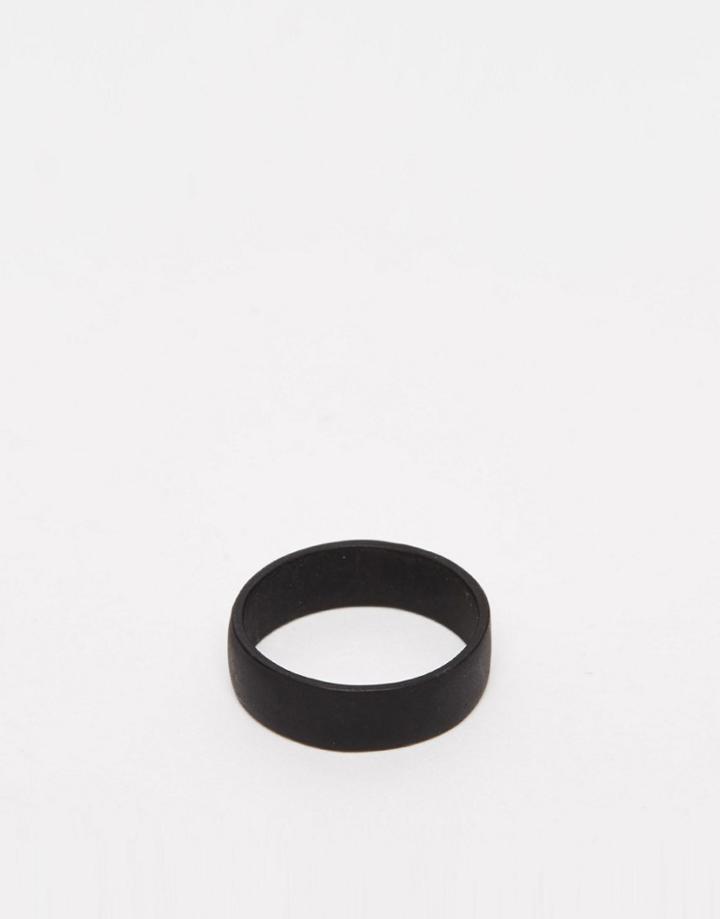 Asos Design Band Ring In Matte Black Finish