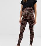 Asos Design Maternity Exclusive Leggings In Dark Tiger Print - Multi